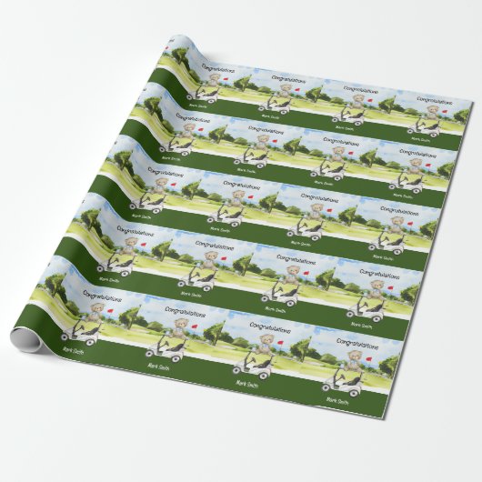Golf baby Gefeliciteerd Cadeaupapier (Uitgerold)