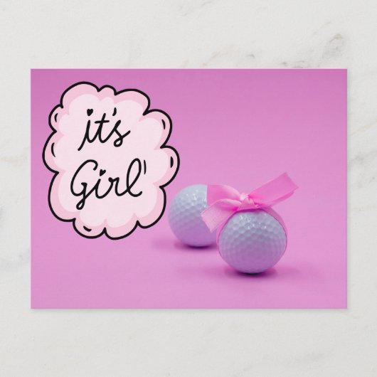 Golf baby girl op roze achtergrond briefkaart (Voorkant)
