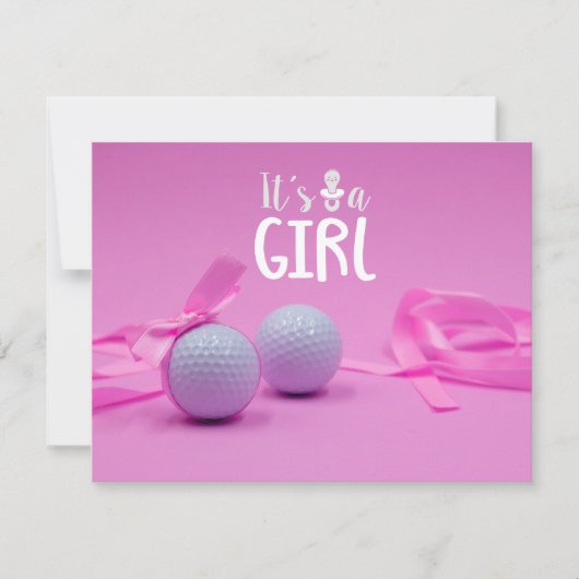Golf baby girl op roze achtergrond kaart (Voorkant)