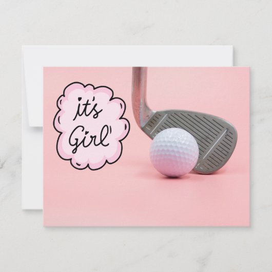 Golf baby girl op roze achtergrond kaart (Voorkant)