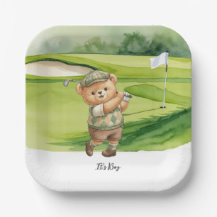 Golf Baby Jongen golft op golfbaan Papieren Bordje