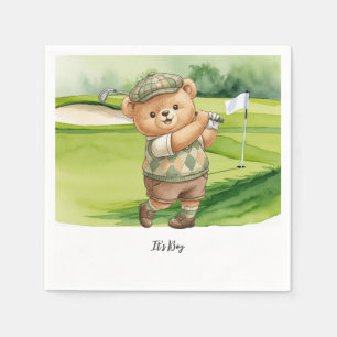 Golf Baby Jongen golft op golfbaan Servet