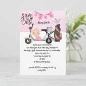 Golf Baby Meisje Baby shower op roze sparen de dat Kaart (Staand voorkant)