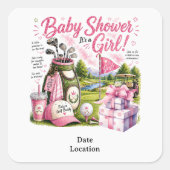 Golf Baby Meisje Golfer Vierkante Sticker (Voorkant)