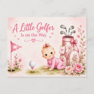 Golf Baby Meisje in Roze gethematiseerd voor Golfe Briefkaart