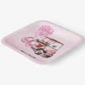 Golf Baby Meisje op roze Papieren Bordje (Gebogen)