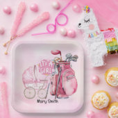 Golf Baby Meisje op roze Papieren Bordje (Feest)