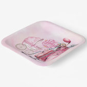 Golf Baby Meisje op roze Papieren Bordje (Gebogen)
