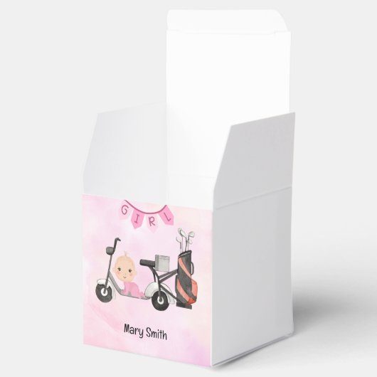 Golf Baby Meisje voor Baby shower op roze Bedankdoosjes (Geopend)