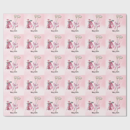 Golf Baby Meisje voor Baby shower op roze Cadeaupapier (Vlak)