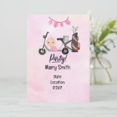 Golf Baby Meisje voor Baby shower op roze Kaart (Staand voorkant)