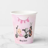 Golf Baby Meisje voor Baby shower op roze Papieren Bekers (Voorkant)