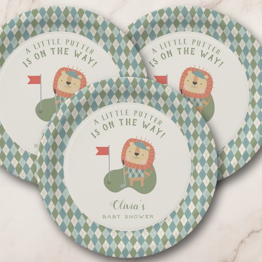Golf Baby Shower A Little Putter Preppy Argyle   Papieren Bordje