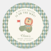 Golf Baby Shower A Little Putter Preppy Argyle   Ronde Sticker (Voorkant)