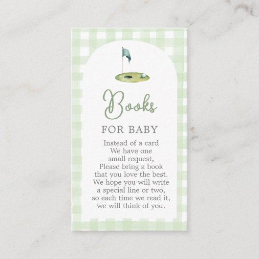 Golf Baby Shower Books for Baby Card Informatiekaartje (Voorkant)
