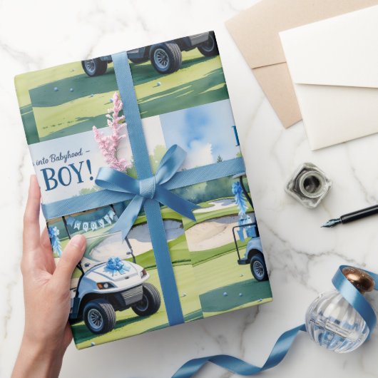 Golf Baby shower boy Blauw thema Cadeaupapier (Geschenken)