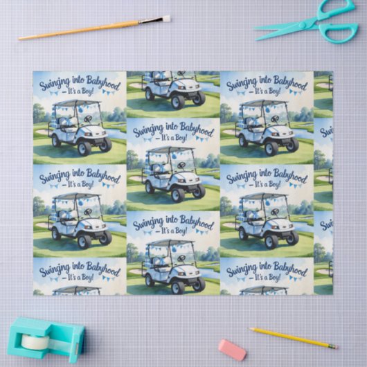 Golf Baby shower boy Blauw thema inpakpapier Tissuepapier (Craft)