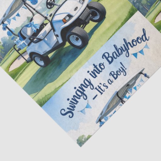 Golf Baby shower boy Blauw thema inpakpapier Tissuepapier (Detail)