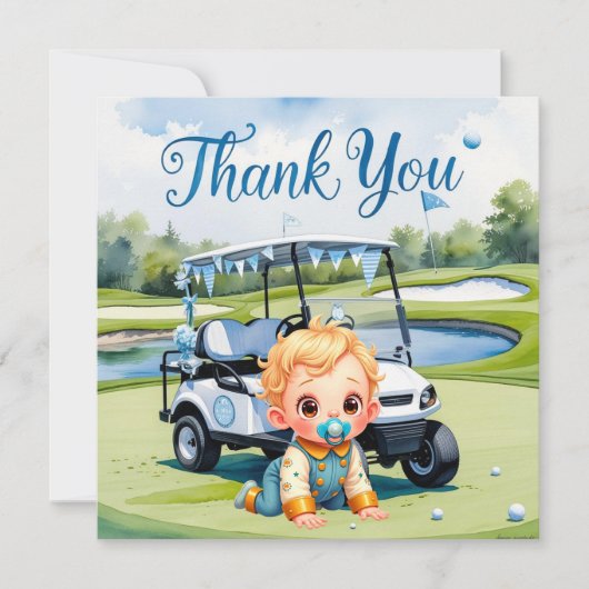 Golf Baby shower Boy thema Bedankkaart (Voorkant)