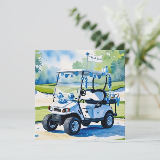 Golf Baby shower Boy thema Bedankkaart (Staand voorkant)
