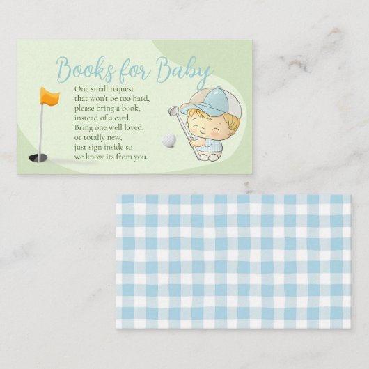 Golf Baby shower Cute Boy Par-T-shirt Book Request Informatiekaartje (Voorkant / Achterkant)