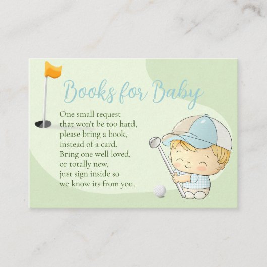 Golf Baby shower Cute Boy Par-T-shirt Book Request Informatiekaartje (Voorkant)