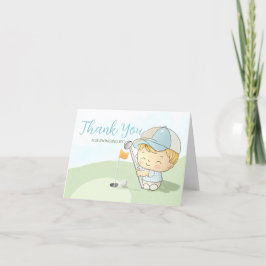 Golf Baby shower Cute Boy Par T-shirt Coed Party Bedankkaart