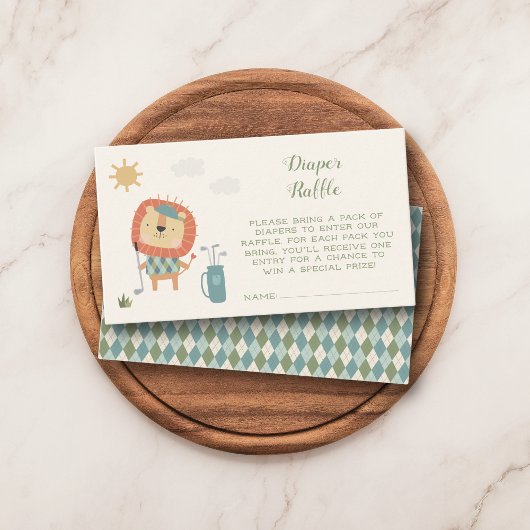 Golf Baby Shower Diaper Raffle Little Putter Informatiekaartje