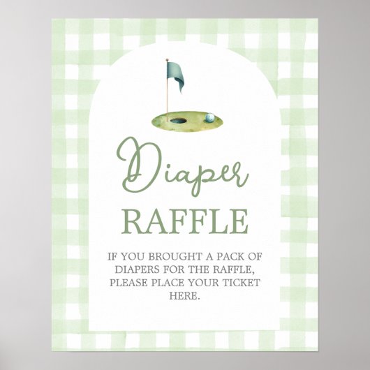 Golf baby shower Diaper Raffle sign Poster (Voorkant)
