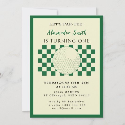 Golf Baby Shower Invitation Kaart (Voorkant)