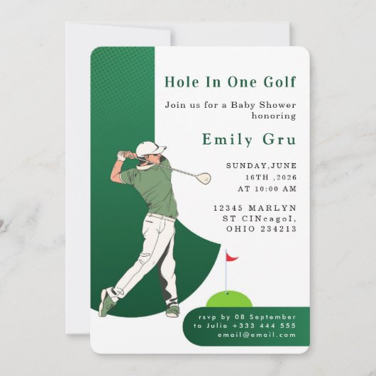 Golf Baby Shower Invitation Kaart (Voorkant)