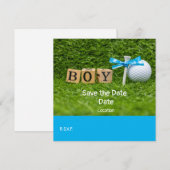 Golf baby shower jongen met blauw lintje op groen kaart (Voorkant / Achterkant)