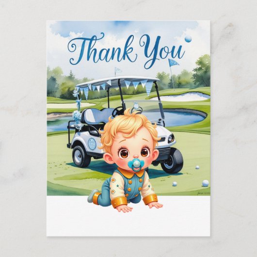 Golf Baby Shower Jongens thema Briefkaart (Voorkant)