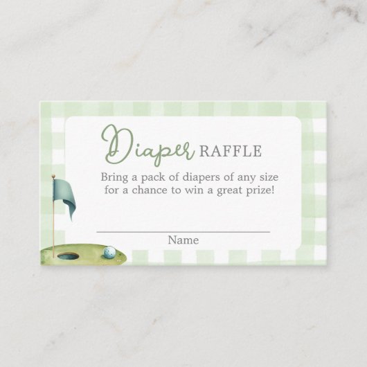 Golf Baby Shower Luier Raffle Kaart (Voorkant)