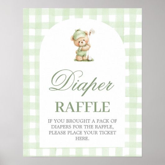 Golf baby shower Luiers Raffle bord Poster (Voorkant)