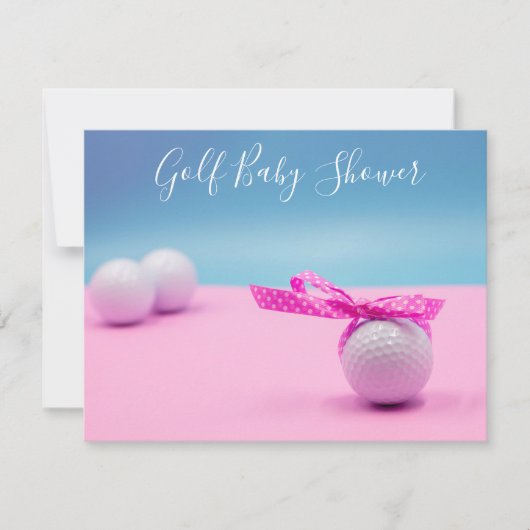 Golf-baby shower met golfbal op blauw en roze (Voorkant)
