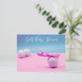 Golf-baby shower met golfbal op blauw en roze (Staand voorkant)