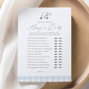 Golf Baby shower Raad wie mama of papa Kaart