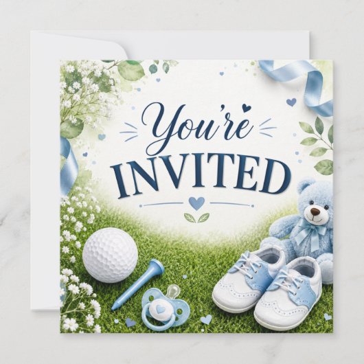 Golf baby shower uitnodiging (Voorkant)