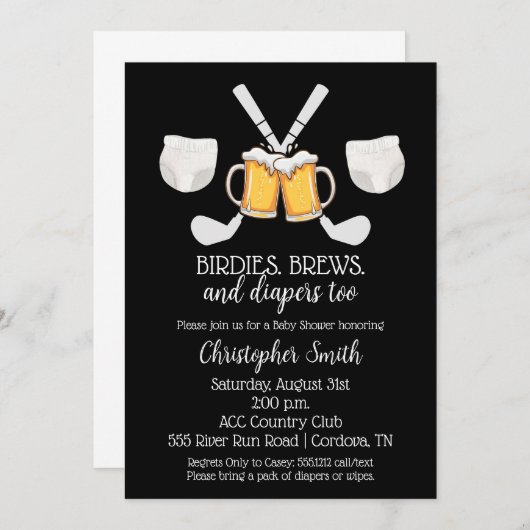 Golf Baby shower Uitnodiging (Voorkant / Achterkant)