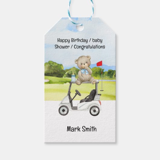 Golf baby shower / Verjaardag / gefeliciteerd Cadeaulabel (Voorkant)