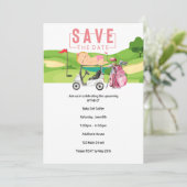 Golf Baby shower voor Meisje opslaan van de datum Kaart (Staand voorkant)