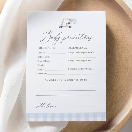 Golf Baby shower voorspellingen en advies Kaart