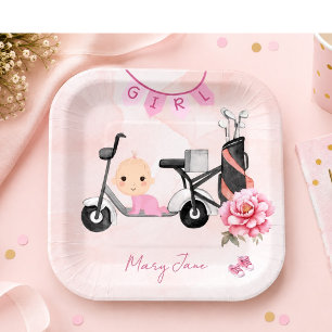 Golf babyshower meisje roze thema papieren bordje