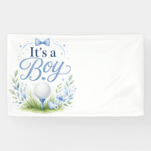 Golf babyshower voor jongen met golfbal spandoek