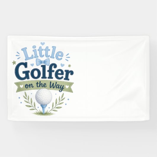 Golf babyshower voor jongen met golfbal spandoek (Horizontaal)