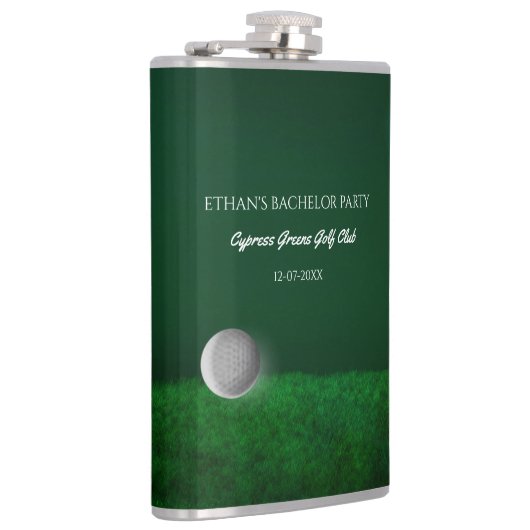 Golf Bachelor Party - golfbal en golfbaan groen Heupfles (Rechts)