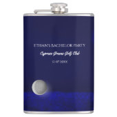 Golf Bachelor Party golfbal en golfbaan marineblau Heupfles (Voorkant)