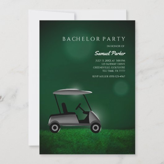 Golf Bachelor Party Groen - Golfkar - Golfspeler Kaart (Voorkant)