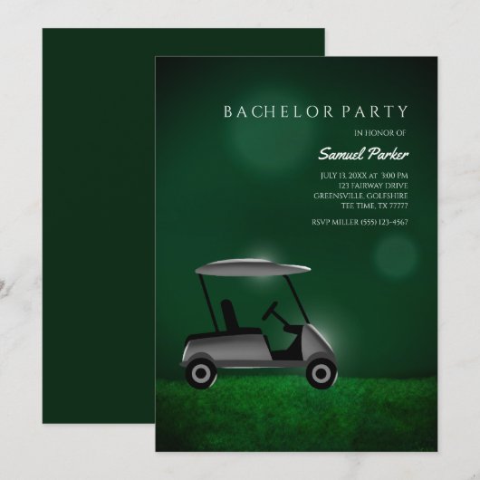 Golf Bachelor Party Groen - Golfkar - Golfspeler Kaart (Voorkant / Achterkant)